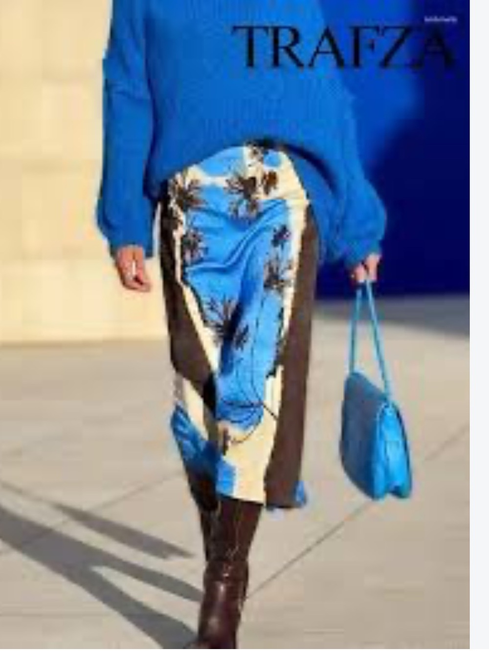 Zara Blue, White & Black Floral Maxi Skirt